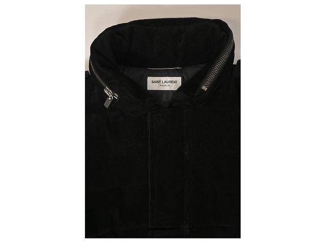 Saint Laurent 2017 Bad Lieutenant Cord-Puffermantel aus schwarzer Baumwolle - Ansicht 10