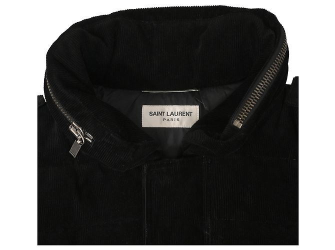 Saint Laurent 2017 Bad Lieutenant Cord-Puffermantel aus schwarzer Baumwolle - Ansicht 5