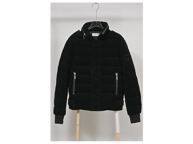 Saint Laurent 2017 Bad Lieutenant Cord-Puffermantel aus schwarzer Baumwolle - Ansicht 6