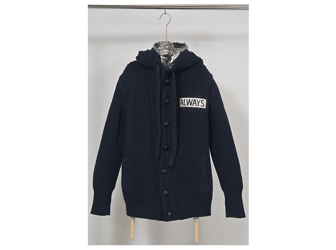 Valentino Garavani All Ways Strickjacke mit Metallic-Kapuze aus blauer Wolle - Ansicht 6
