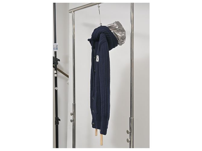 Valentino Garavani All Ways Strickjacke mit Metallic-Kapuze aus blauer Wolle - Ansicht 7
