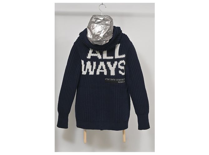Valentino Garavani All Ways Strickjacke mit Metallic-Kapuze aus blauer Wolle - Ansicht 8
