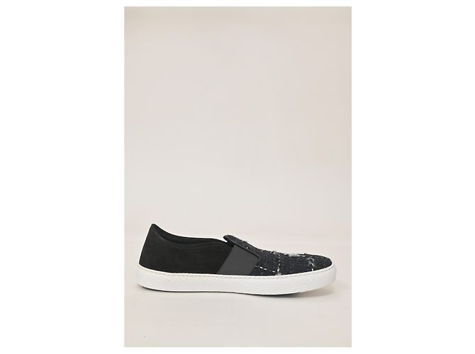 Timeless Scarpe da ginnastica slip on Chanel in tweed nero - vista 9