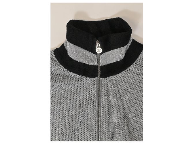 Timeless Giacca con zip Chanel in viscosa argento Metallico - vista 10