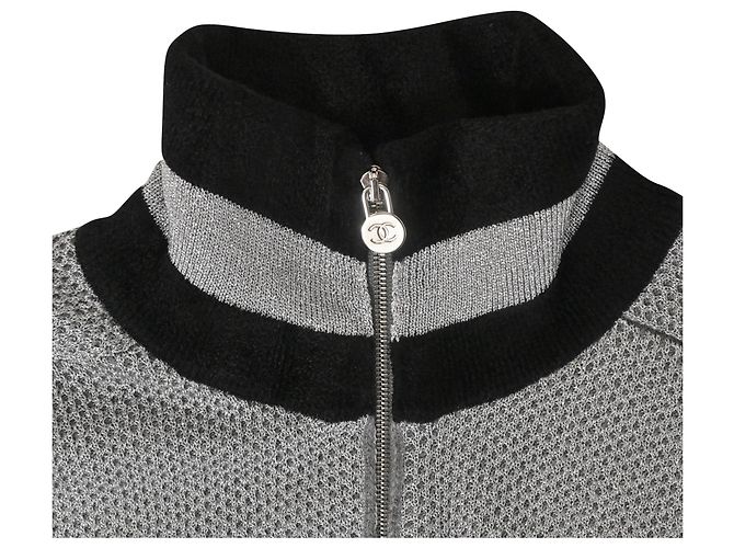 Timeless Giacca con zip Chanel in viscosa argento Metallico - vista 4