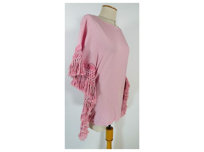 Autre Marque Mucho Gusto Poncho Rosa Baumwolle Leinen Pink - vue 2