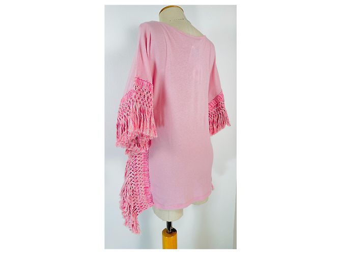 Autre Marque Mucho Gusto Poncho Rosa Baumwolle Leinen Pink - vue 4