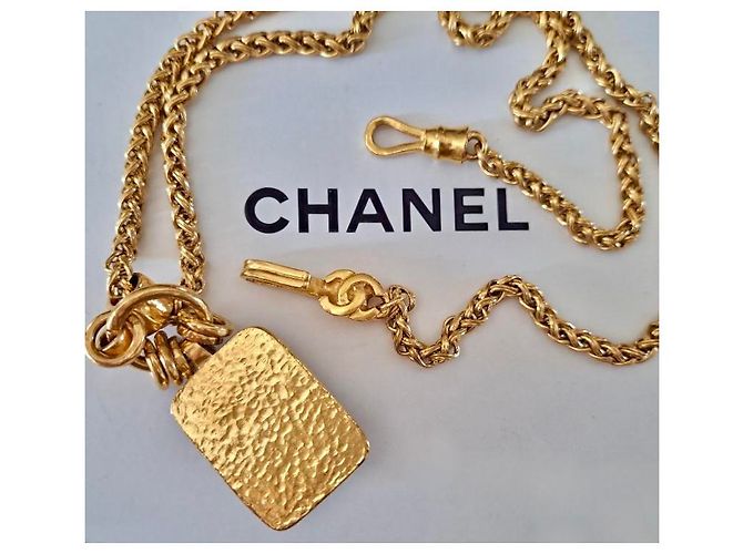 Collana lunga Chanel in vetro versato grigio e oro Gold hardware - vista 6