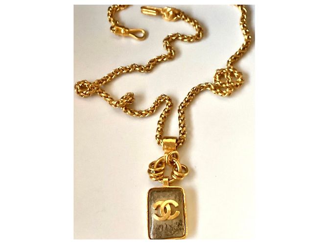Collana lunga Chanel in vetro versato grigio e oro Gold hardware - vista 7