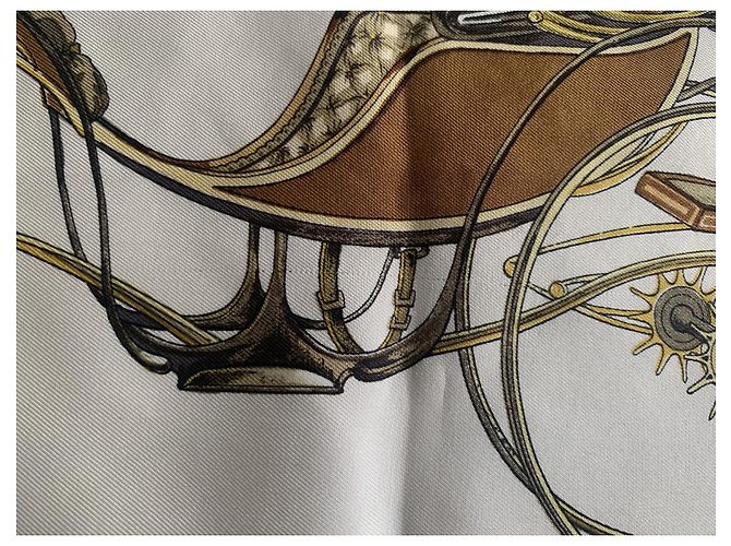 Sciarpa di seta Hermès Transformation Cars marrone beige oro Multicolore - vista 10