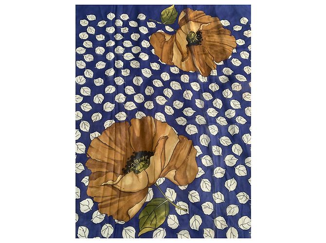 Foulard di seta Christian Dior Blu e Marrone con fiori Marrone chiaro - vista 11