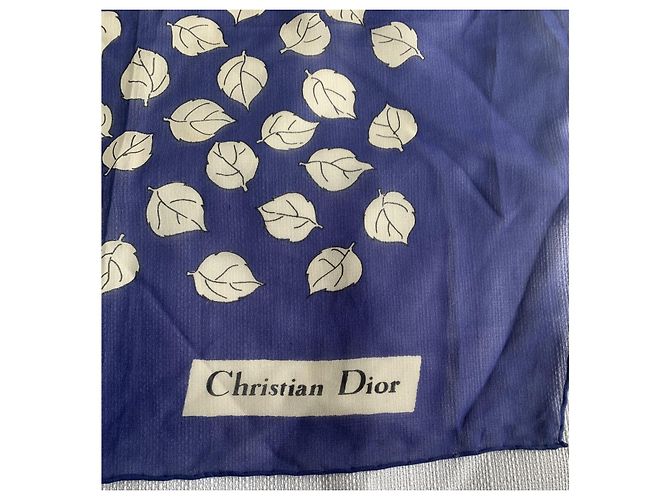 Foulard di seta Christian Dior Blu e Marrone con fiori Marrone chiaro - vista 12