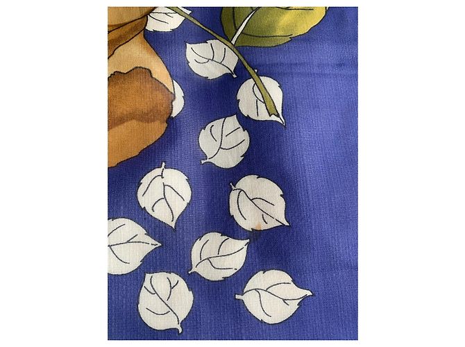 Foulard di seta Christian Dior Blu e Marrone con fiori Marrone chiaro - vista 9