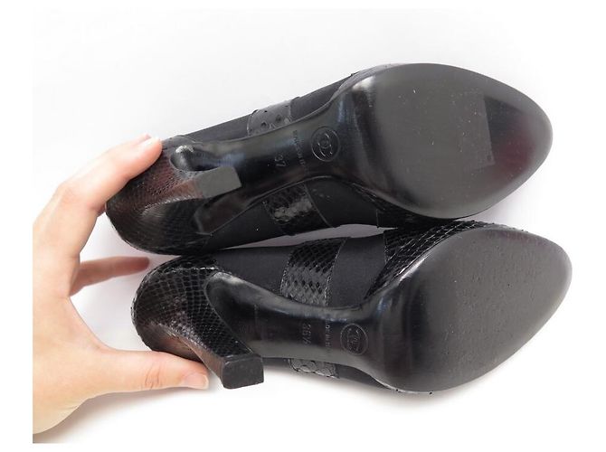 NEUE CHANEL SCHUHE PUMPS G26126 36 PYTHON UND SCHWARZES CANVAS NEUE SCHUHE - Ansicht 6