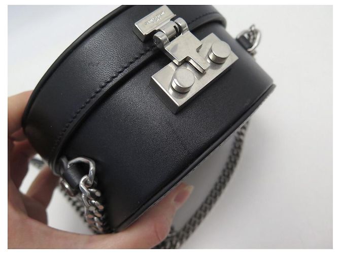 NEW SAINT LAURENT MICA MINI POUCH 552553 BORSA A TRACOLLA IN PELLE NERA Nero - vista 12