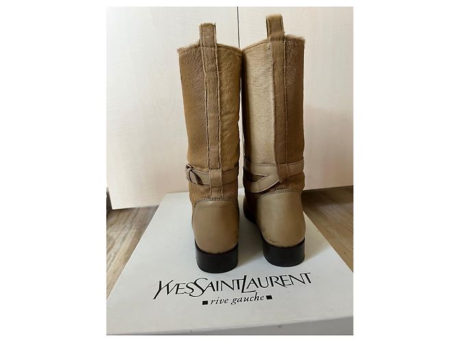 Botas de motorista Yves Saint Laurent de potro beige - vista 4