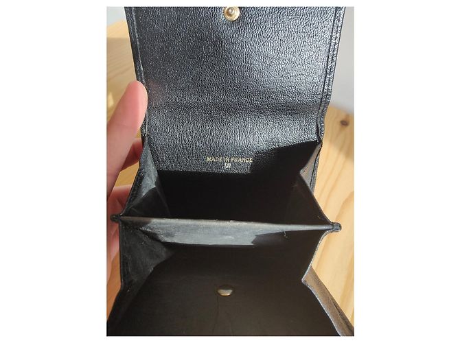 Monedero Chanel de cuero negro granulado con tarjetero - vista 6