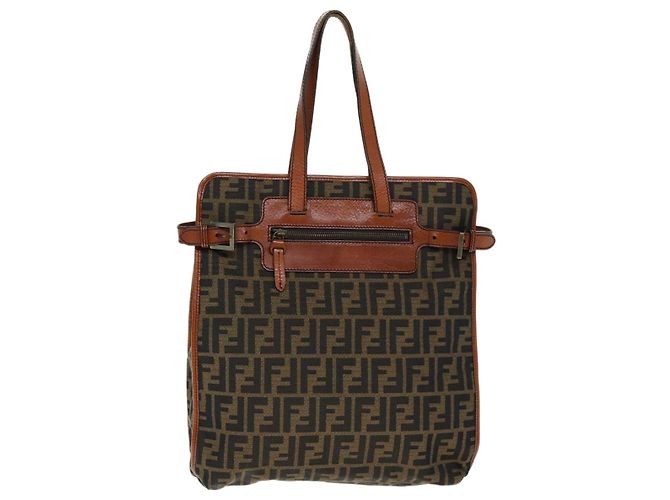 FENDI Zucca Canvas Einkaufstasche Braun Schwarz Auth am6121 - Ansicht 13
