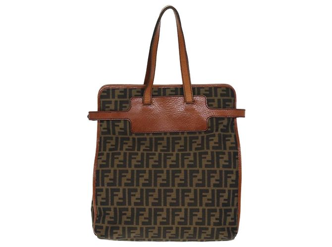 FENDI Zucca Canvas Einkaufstasche Braun Schwarz Auth am6121 - Ansicht 2