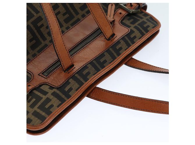 FENDI Zucca Canvas Einkaufstasche Braun Schwarz Auth am6121 - Ansicht 6