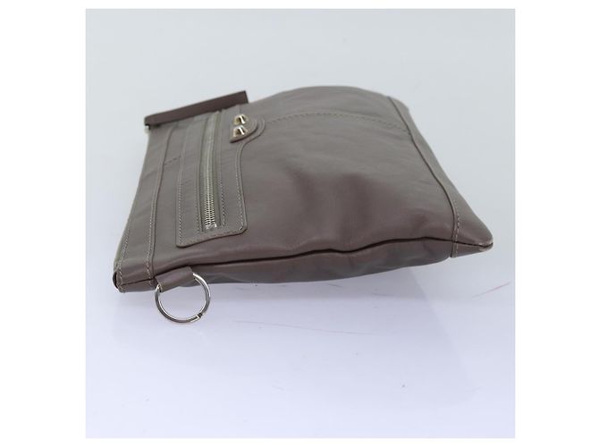 BALENCIAGA Pochette Pelle Grigia 273022 Auth am6190 Marrone - vista 3