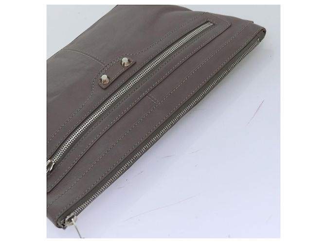 BALENCIAGA Pochette Pelle Grigia 273022 Auth am6190 Marrone - vista 5