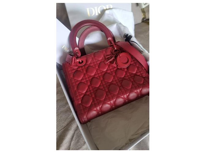 Christian Dior Lady Dior Ultramatte Borsa Media Rosso Ciliegia Bordò - vista 3