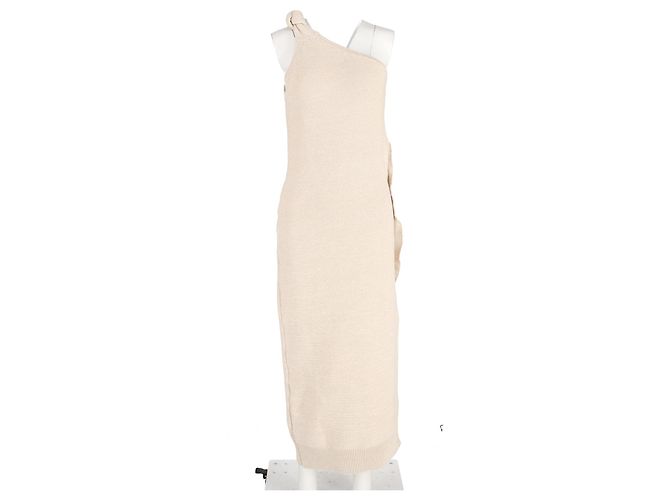 Jacquemus „La Robe Maille Noeud“ Midikleid aus beigem Polyamid - Ansicht 5
