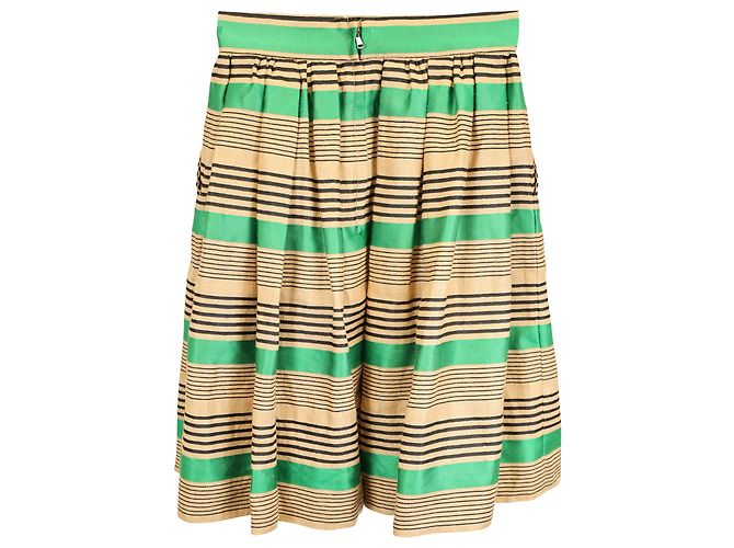 Dolce & Gabbana Minifalda a rayas en algodón verde y tostado Verde oliva - vista 2