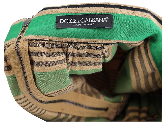 Dolce & Gabbana Minifalda a rayas en algodón verde y tostado Verde oliva - vista 3