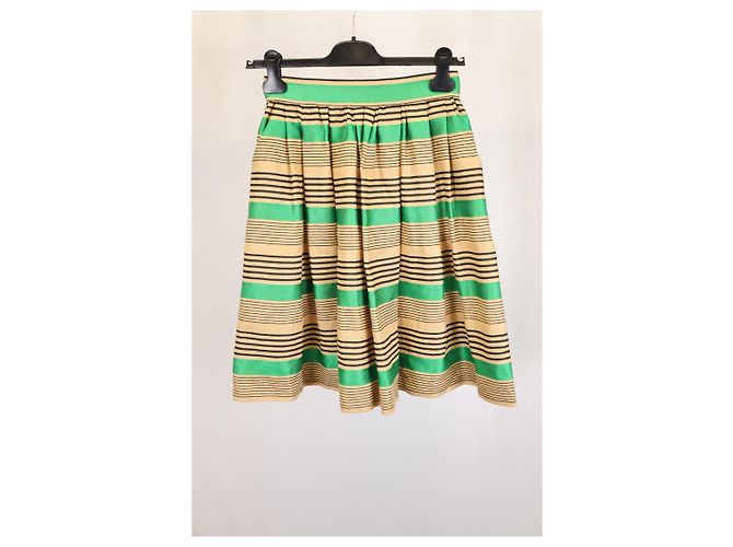 Dolce & Gabbana Minifalda a rayas en algodón verde y tostado Verde oliva - vista 4