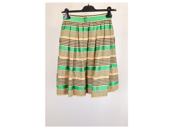 Dolce & Gabbana Minifalda a rayas en algodón verde y tostado Verde oliva - vista 5