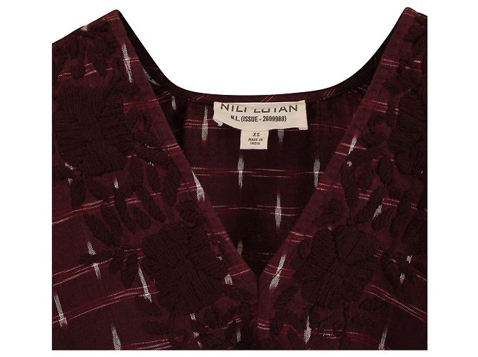 Top estampado con cuello en V Nili Lotan en algodón burdeos Roja - vista 2