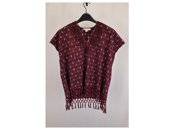 Top estampado con cuello en V Nili Lotan en algodón burdeos Roja - vista 4
