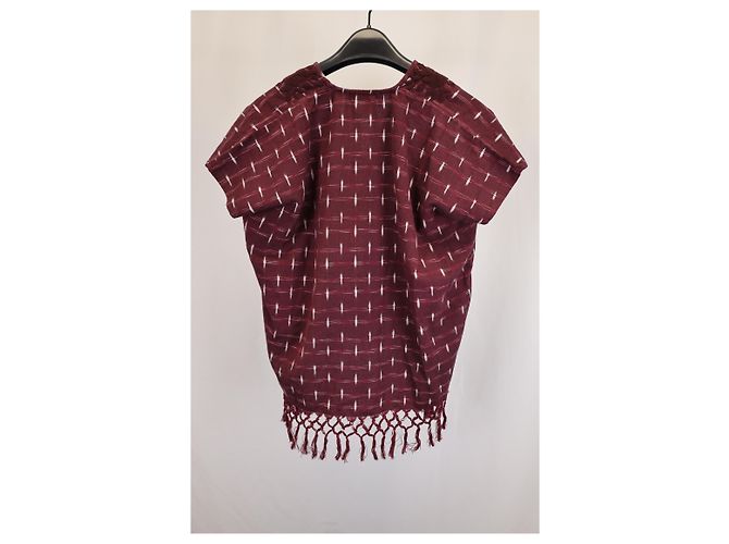 Top estampado con cuello en V Nili Lotan en algodón burdeos Roja - vista 6