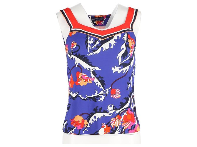 Blusa sin mangas estampada Emilio Pucci en viscosa azul - vista 4