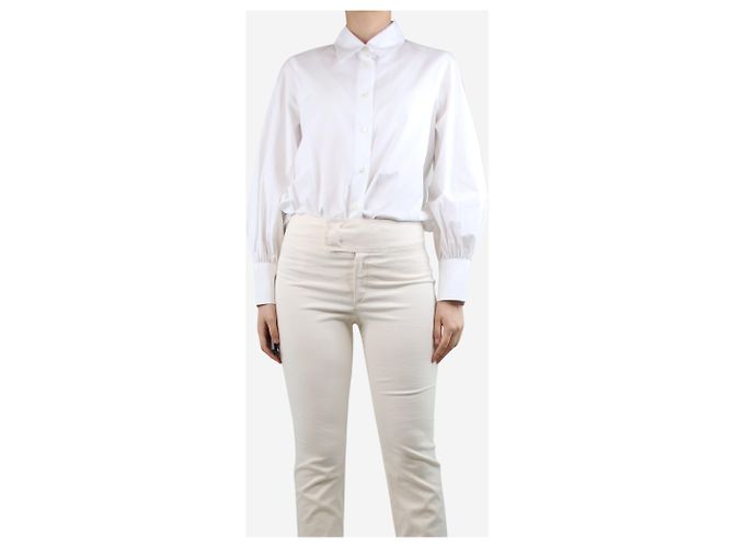 Alberto Biani Camicia bianca in cotone button down - taglia UK 12 Bianco - vista 3
