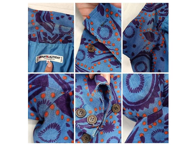 Yves Saint Laurent Abito e giacca Saint Laurent Rive Gauche in lino blu - vista 10