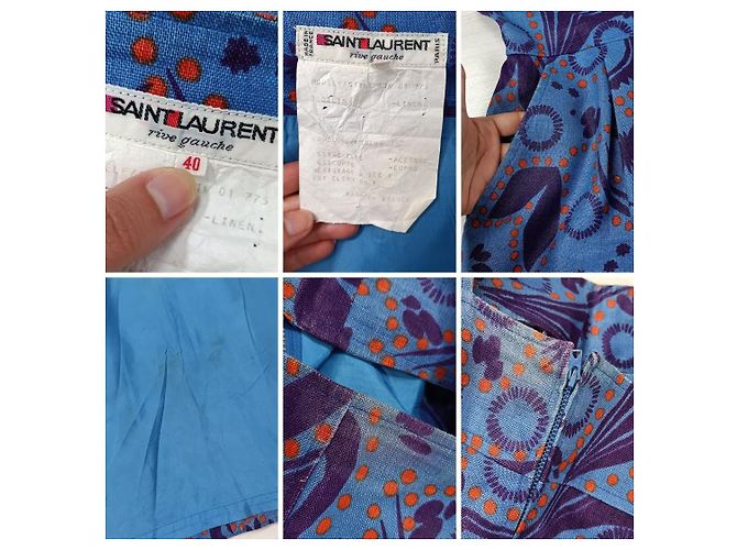 Yves Saint Laurent Abito e giacca Saint Laurent Rive Gauche in lino blu - vista 11