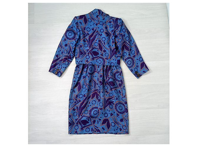 Yves Saint Laurent Abito e giacca Saint Laurent Rive Gauche in lino blu - vista 2