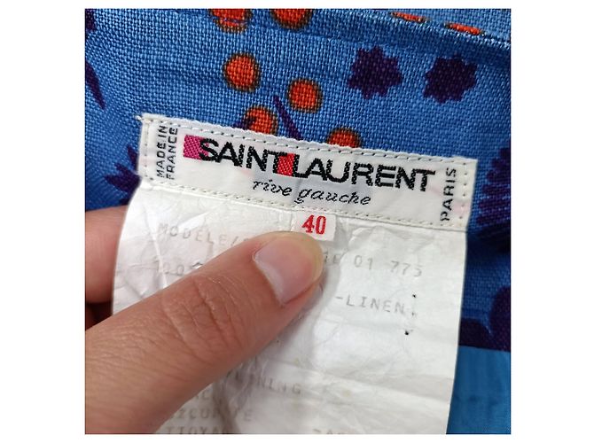 Yves Saint Laurent Abito e giacca Saint Laurent Rive Gauche in lino blu - vista 3