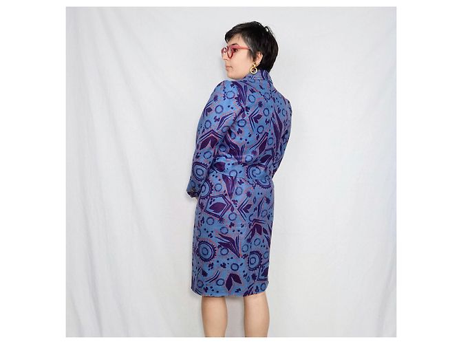 Yves Saint Laurent Abito e giacca Saint Laurent Rive Gauche in lino blu - vista 5