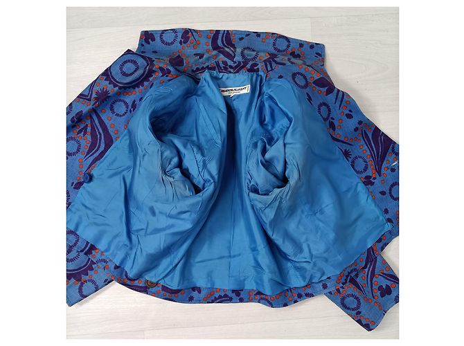 Yves Saint Laurent Abito e giacca Saint Laurent Rive Gauche in lino blu - vista 7