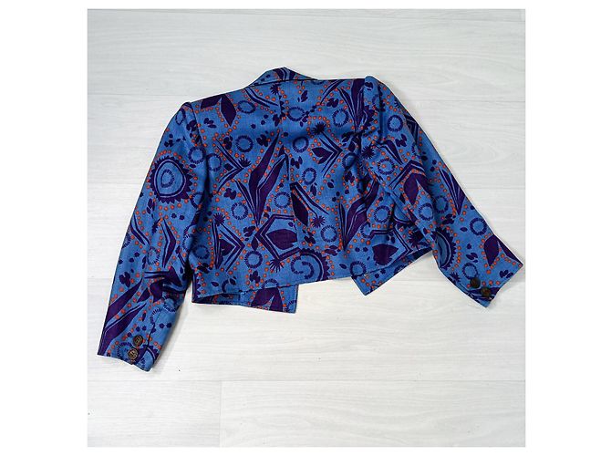 Yves Saint Laurent Abito e giacca Saint Laurent Rive Gauche in lino blu - vista 8