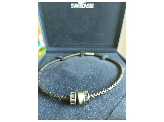 Collana cuoio swarovski Nero - vista 2