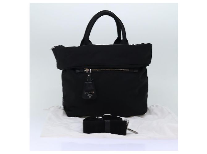 PRADA Borsa a mano Nylon 2 vie Nera Auth mr207 Nero - vista 12