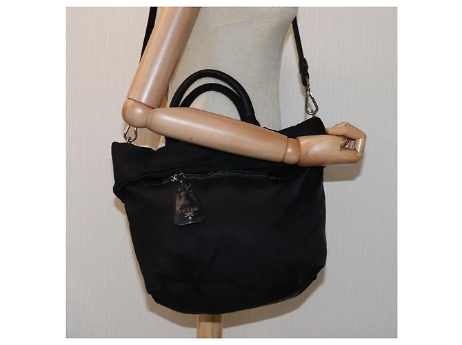 PRADA Borsa a mano Nylon 2 vie Nera Auth mr207 Nero - vista 26