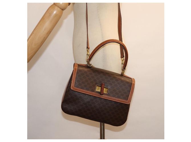 Céline CELINE Borsa a mano in tela macadam PVC 2way Marrone Auth 74543 - vista 25