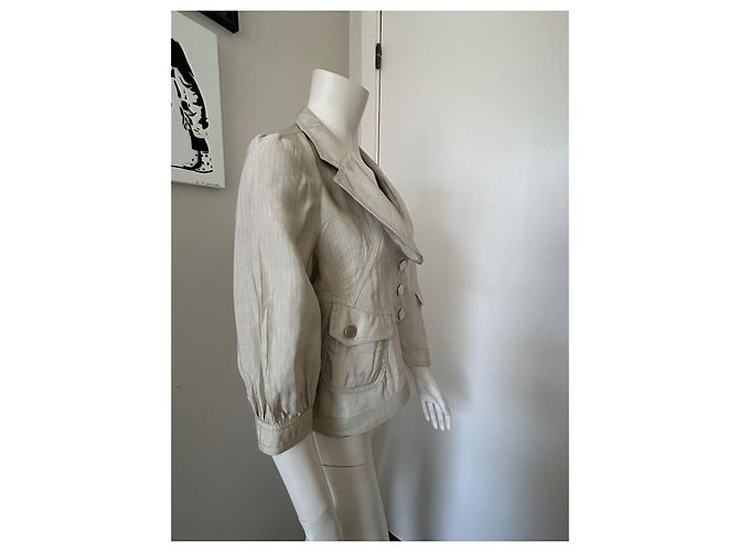 Autre Marque Giacca corta beige Armani Collezioni lino e viscosa - vista 10