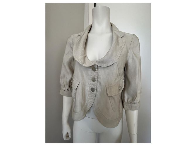 Autre Marque Giacca corta beige Armani Collezioni lino e viscosa - vista 11